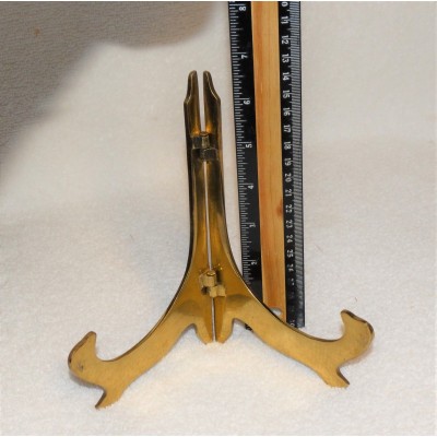 Vintage Brass Hinged Metal Display Easel Plate Stand-Book Holder -6 1/2” tall   323386548472